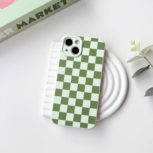 NITITOP Compatible for iPhone 13 Case Cute Checkered - Green