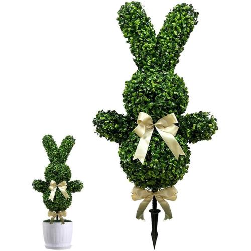 Artificial Bunny Shaped Topiary Tree Rabbit Shaped Topiary Trees with Ground Artificial Faux Fake Spike Pla Easter Boxwood