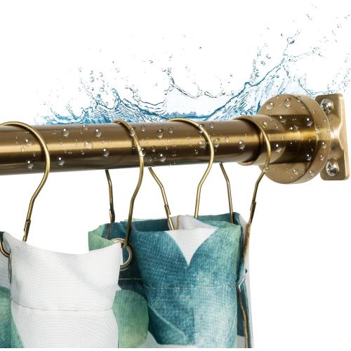 Artiwell Heavy Duty Shower Rod, Adjustable Shower Curtain Rod, Expandable 47-84 Inch, Permanent Mount Shower Rod, Never Rust Stainless Steel for Window Curtain and Closet, Champagne Bronze