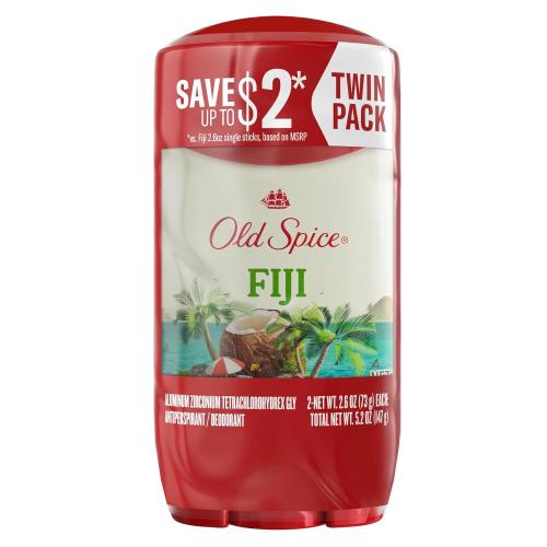 2Pack ......Old Spice Dry Feel Antiperspirant Deodorant for Men, 24/7 Freshness, 24/7 Sweat & Odor Protection, Gentle on Skin with Skin Conditioners, Fiji with Palm Tree   Coconut Scent, 2.6 oz (Pack of 2)