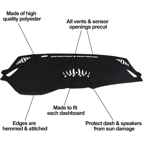 Dashboard Cover Mat for Subaru 2020 2021 2022 2023 2024 2025 Outback Accessories Black Flannel Material Anti-Slip Dash Cover Mat Sunshade Glare UV Rays Protector