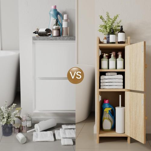 IBUYKE Small Bathroom Storage Cabinet Narrow Toilet Paper Holder
