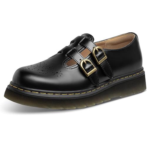 Athlefit Women's Mary Jane Flats Platform Round Toe Adjustable Dress Shoes (SIZE 8)