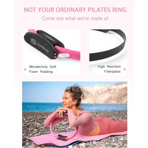 LIONSCOOL Pilates Ring Set 14 Magic Circle, 9 Mini Ball, Resistance Bands