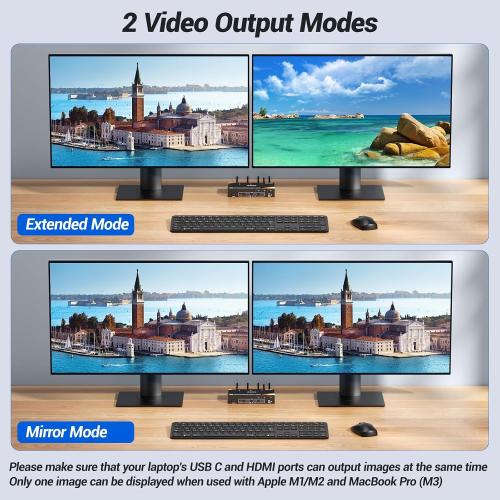 KCEVE KVM Switch 2 Monitors for 2 Laptops 1 Desktop, USB 3.0 KVM Switch 2 Monitors 3 Computers USB C HDMI Share 4 USB3.0 Device, 4K@60Hz, 100W PD, Wired Remote(4K USB C HDMI 3 in 2 Out KVM)