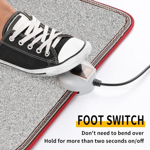 AC 110V Heated Floor Mat for Foot, Gray Carbon Crystal Heating Pad, Electric Heated Foot Warmers for Office, Home
