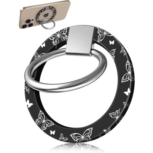 Magnetic Phone Grip Compatible with MagSafe - Magnetic Phone Ring Holder Magnet Removable Finger Ring Grip Stand Cute Magnet Accessories for iPhone 12/13/14/15/16/17 Series Girly Butterfly