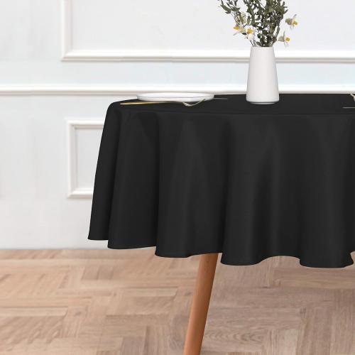 sancua Round Tablecloth 48 Inch Fits 20-36 Inch Tables, Black