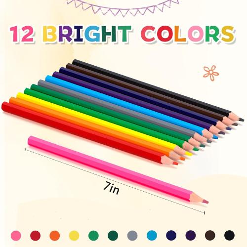 Colored Pencils Bulk, 12 Assorted Colors, Pre-sharpened Coloring Pencils Set for Kids and Adult, Teachers Essential Classroom Prizes, Back to School Supplies