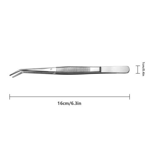 Stainless Steel Tweezers, with Curved Serrated Tip Multipurpose Sewing Machine Tweezers Forceps for Craft Repairing (2 Pcs set)