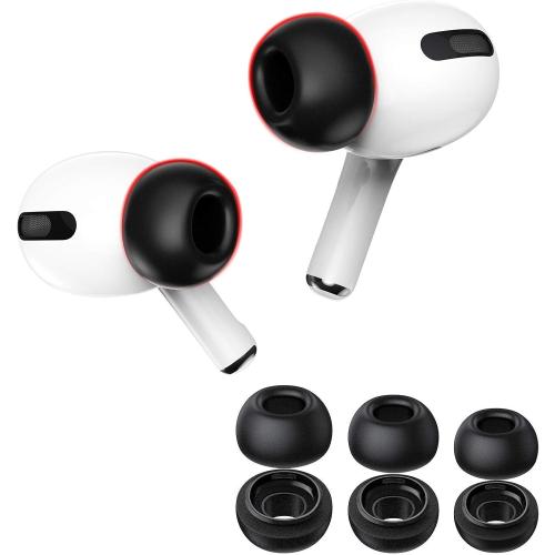 Lanwow Memory Foam Ear Tips for AirPods Pro 1st & 2nd Gen, 3 Pairs, Assorted S/M/L, Secure Fit, Black