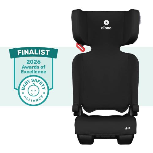 Diono Airi Travel High Back Booster Seat, Foldable Slim 3‑Across Fit, Black
