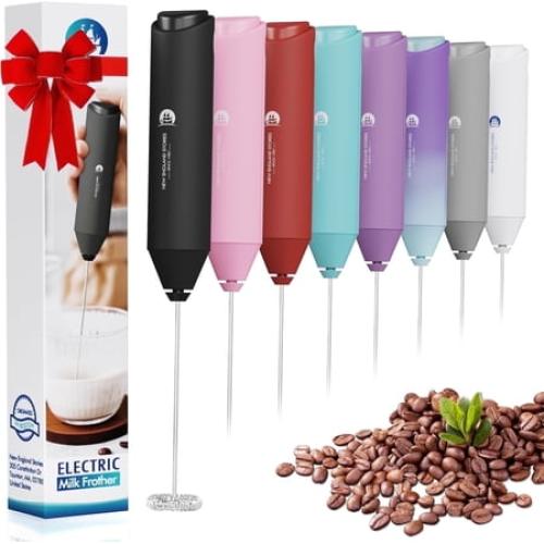 New England Stories Battery Operated Handheld Milk Frother, Black