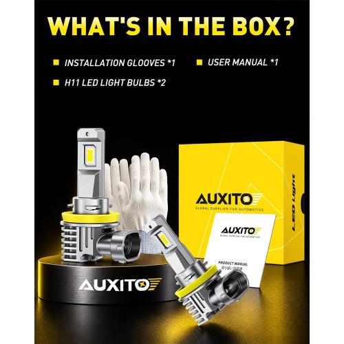 AUXITO H11 LED Bulb 6500K White 84,000LM Mini Size Plug and Play,2PCS