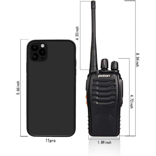 pxton Walkie Talkies Rechargeable Long Range Two-Way Radios with Earpieces,2-Way Radios UHF Handheld Transceiver Walky Talky with Flashlight Li-ion Battery and Charger（2 Pack）