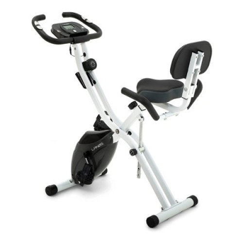 Color Black Lanos Portable 2 In 1 Foldable Exercise Workout 10 Level Adjustable Intensity X Bike Machine for Home with Precision Balanced Flywheel,
