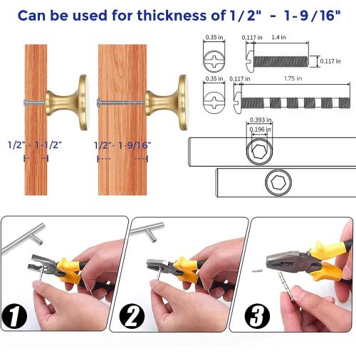 Ravinte Brushed Brass Solid Knobs Gold Kitchen Cabinet Pull,30 Pack,Round-6
