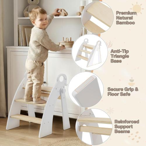 Step Stool for Toddlers & Kids, Bathroom Sink, 3 Step Foldable