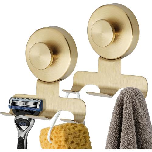 Shower Suction Razor Holder, Stainless Steel No-Drill Bathroom Hook