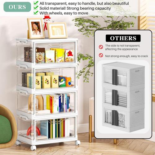 Kmiectse Clear Storage Bins with Lids - 4 Tier 23qt Plastic Stackable Bins