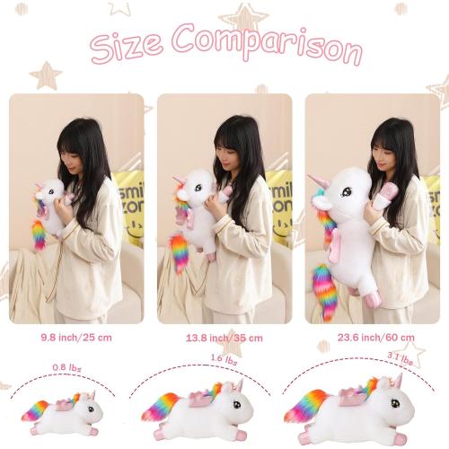 SQEQE Weighted Unicorn Plush, Weighted Unicorn Stuffed Animal, Cute Plushies Soft Pillow Toy Gift for Kids Adults 9.8 Inch, 0.8 Lbs