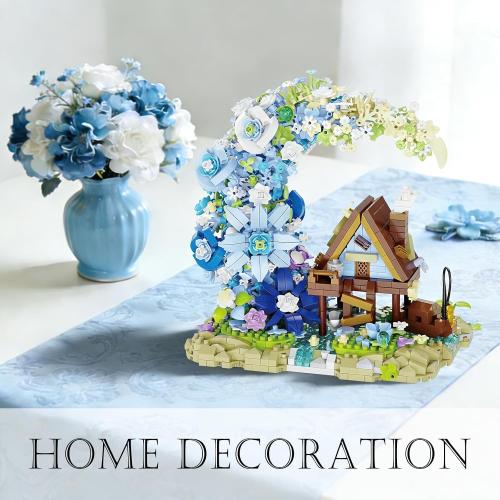 Moon Flower Building Set, 1343 PCS Mini Bricks Building Sets, Moon Flower Bouquet, Fairy Cabin, Mini Blocks Building Botanical Collection Set for Home Decor