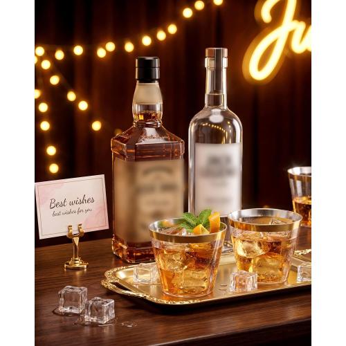 Hioasis 100Pcs 9OZ Clear Plastic Cups with Gold Trim
