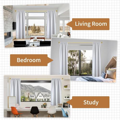 Gold Curtain Rods, Room Darkening Rod for Windows 48 to 90 Inches(4-7.5Ft), Wrap Around Curtain Rods, Heavy Duty Blackout Drapery, Modern Decorative Window Treatment Rod, Gold