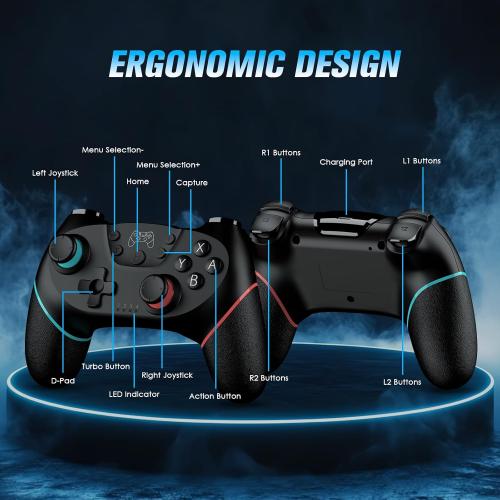 VidPPluing 2 Pack Switch Controllers with Charging Dock for Switch | Switch 2 Controller with Motion Control/Dual Vibration/Turbo/Wake up/Charging Cable/600mAh Battery
