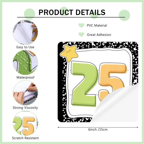 AmazingSpark 36 Pcs Large 6'' Composition Notebook Line up Spots for Classroom Waterproof Floor Number Sticker Classroom Line up Spot Decal Marker for Preschool Kindergarten Back to School(Cute)