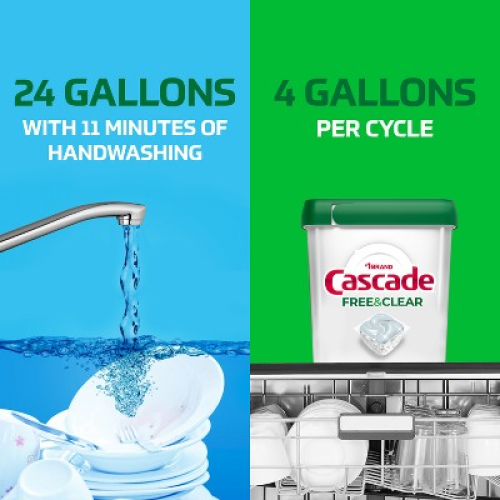 Cascade Free & Clear Action Pacs Dishwasher Detergent Tablets - Lemon Essence - 47ct