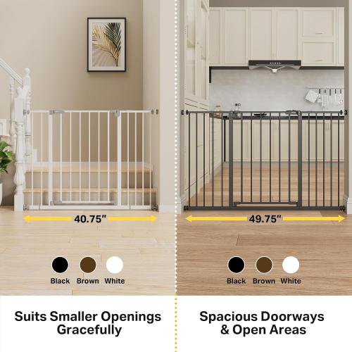InnoTruth 29.5–40.75 Baby Gate for Stairs, 30 Tall Dog Gates for Doorways & Hallways, Safety Gate for Kids & Pets, Pressure-Mounted Walk-Through with Dual Lock & 2-Way Swing, White