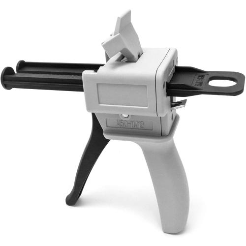 QWORK 50ml Dual Cartridge Dispensing Gun – Adjustable 1:1 & 1:2 Ratio Manual Applicator for Epoxy, Resin, Sealant