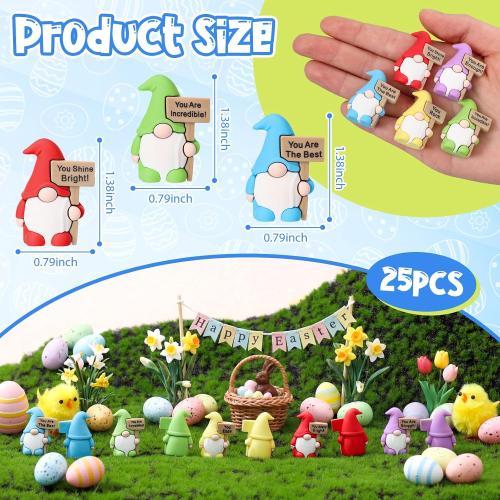 Bucherry 25pcs Mini Positive Gnomes Figures Miniature, Gnome, PVC