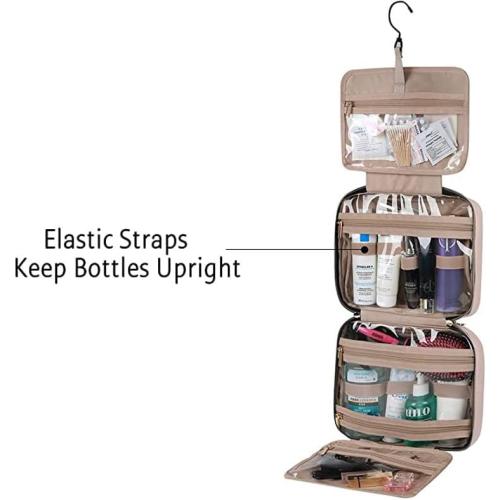 Toiletry Bag Travel Bag with Hanging Hook, Water-resistant Makeup Cosmetic Bag Travel Organizer for Accessories, Full Sized Container (Grey)