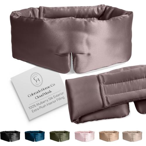 Colorado Home Co Cozy Silk Eye Mask - Blackout, Adjustable for Side Sleepers & Travel, Cloud Eye Covers, Mauve