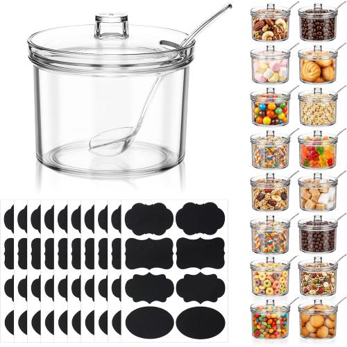 16PCS 7.1 Oz Ice Cream Toppings Containers, Ice Cream Sundae Bar Supplies