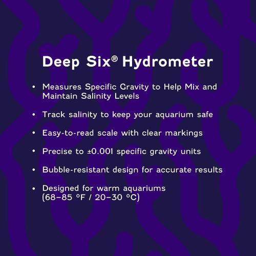 Coralife Aquarium Fish Tank Deep Six Hydrometer For Measuring Water Salinity PPT and Specific Gravity