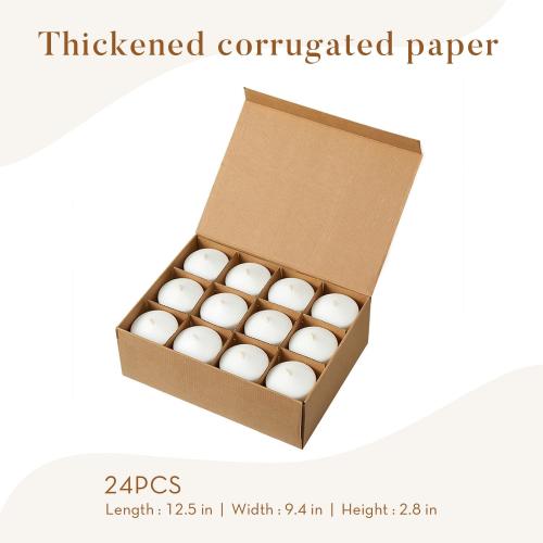 24 Pack White Floating Candles Set, 10 Hours Burns