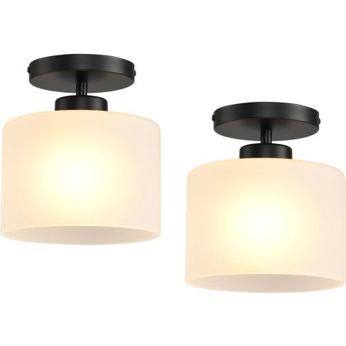 Semi Flush Mount Ceiling Light, Modern Kitchen Lighting Fixtures Ceiling, Rustic Ceiling Light Fixtures, Ceiling Lights with Glass Shade for Hallway Foyer Entryway Bedroom
