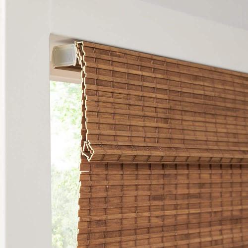 Lyndon Teak 33 in. W x 64 in. L Bamboo Light Filtering Roman Shade