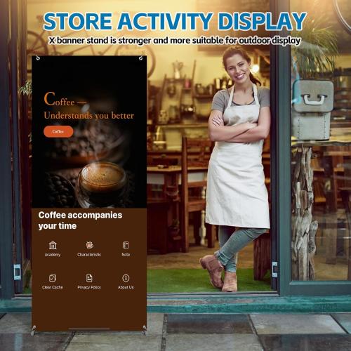 USCNC X Banner Stand Adjustable Fit Banner 23 x 63 to 32 x 78 Inch, Portable Travel Bag, Bigger, More Adaptable Advertising, Stores, Tradeshow, Restaurant, Event, Birthday & Party (1 PACk)