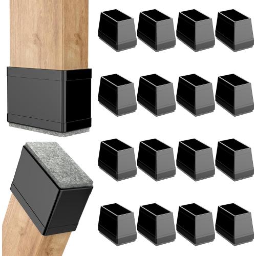 Rectangle Chair Leg Protectors for Hardwood Floors. (Black, 1 x 2.5).