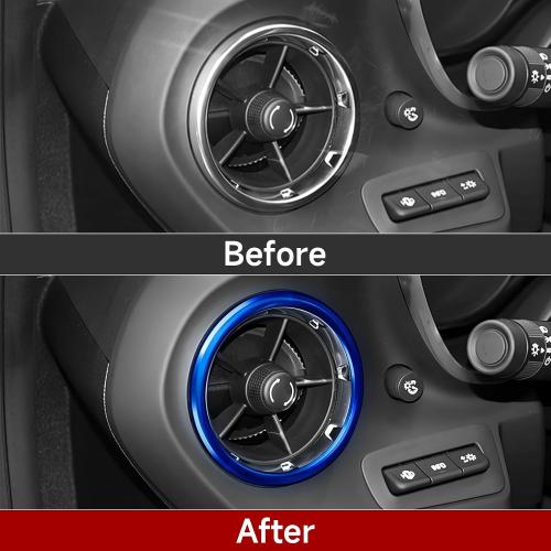 for Chevrolet Camaro Accessories Air Conditioner Outlet AC Vent Cover Trim for 2017 2018 2019 2020 2021 2022 2023 2024 Center Console Chevy Camaro Interior, Aluminum 4pcs (Blue)