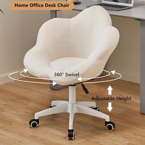 Swivel Office Chair Fleece Armchair Petal Vanity Chair W/Back Support Task Chair 11cm Height Adjustable Executive Chair one piece missing ‼️