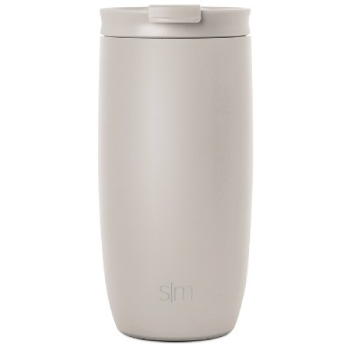 Simple Modern Voyager 16oz Stainless Steel Travel Mug: Insulated Flip Lid, Dishwasher-Safe, Off-White, All Ages GREEN LID