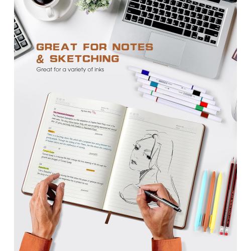Biuwory Leather Journal Notebook,256 Thick Lined Pages,Hardcover 5.7×8.3