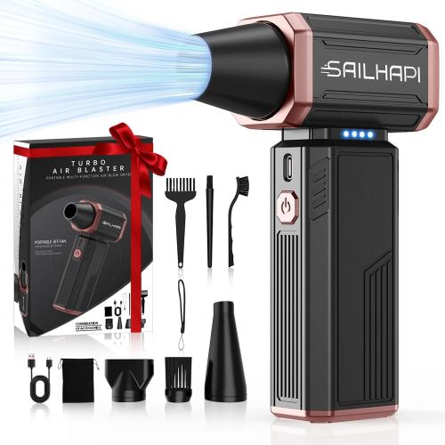 Electric Air Duster, 300000RPM High-Speed Cordless Blower for Barber with Variable Speed & Brushless Motor, Portable Mini Blower for Keyboard, PC, Computer, Replaces Canned Air, Gifts for Men