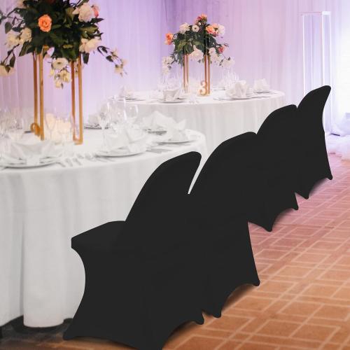 HAINARverS Folding Chair Covers for Wedding, 10pcs Stretch Spandex Washable Fabric Chair Cover, Decoration Chair Cover for Wedding, Party, Banquet, Birthday, Conference, Event(Black, 10 PCS)