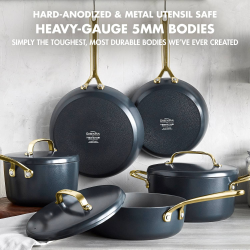 COLOR WHITE GreenPan GP5 Colors 14 pc Hard Anodized Ceramic NonStick Cookware Set